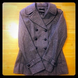 Express wool pea coat, heather grey, medium
